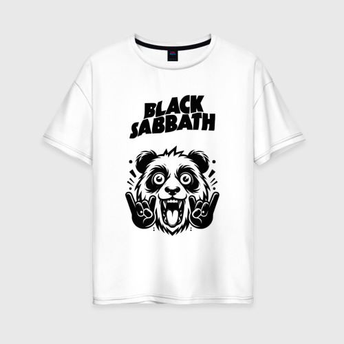 Женская футболка хлопок Oversize Black Sabbath - rock panda, цвет белый