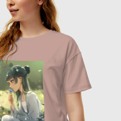 Женская футболка хлопок Oversize Маомао арт Монолог фармацевта  - фото 2