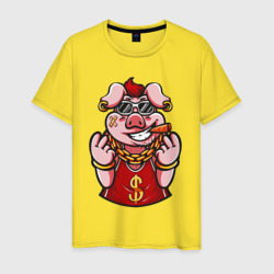 Богатый свин – Мужская футболка хлопок с принтом купить со скидкой в -20%
