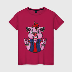 Женская футболка хлопок Панк свин