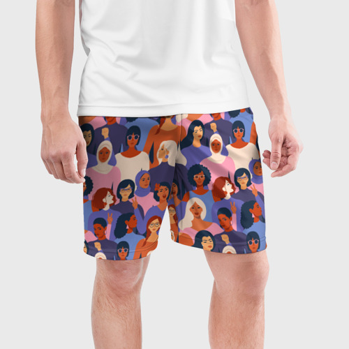 Мужские шорты спортивные Девушки разные, цвет 3D печать - фото 3