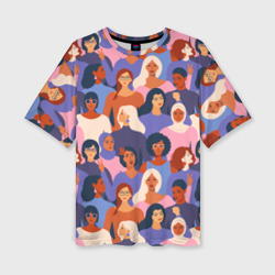 Женская футболка oversize 3D Девушки разные