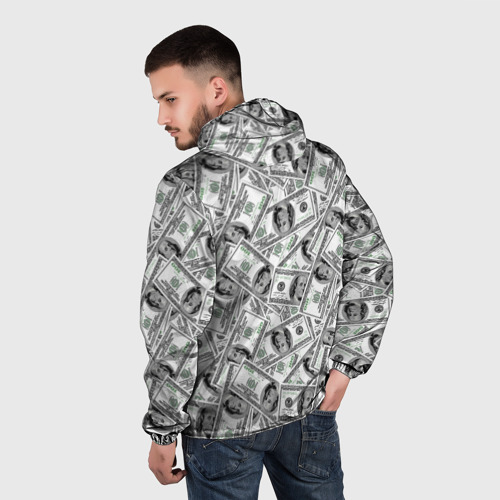Мужская ветровка 3D Доллары - денежные знаки, цвет белый - фото 4