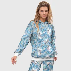 Женский костюм с толстовкой 3D Деньги - купюры в 2 тысячи рублей - фото 2