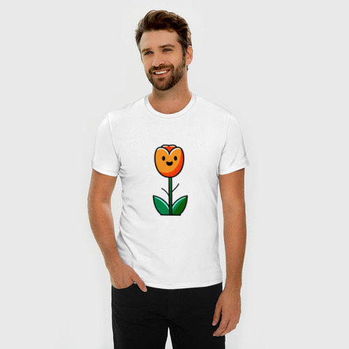 Мужская футболка хлопок Slim Веселый тюльпан, цвет белый - фото 3