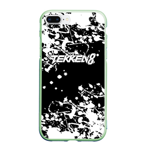 Чехол для iPhone 7Plus/8 Plus матовый Tekken 8 брызги белых красок , цвет салатовый