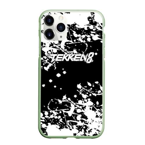 Чехол для iPhone 11 Pro матовый Tekken 8 брызги белых красок , цвет салатовый