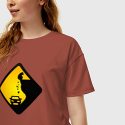 Женская футболка хлопок Oversize Знаки опасности - медведь - фото 2