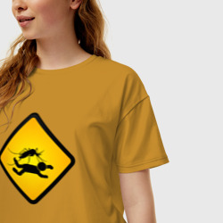 Женская футболка хлопок Oversize Знаки опасности - комары - фото 2