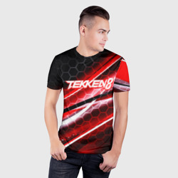Мужская футболка 3D Slim Tekken 8 огненное лого файтинг - фото 2