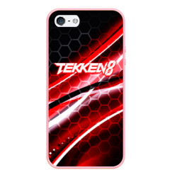 Чехол для iPhone 5/5S матовый Tekken 8 огненное лого файтинг