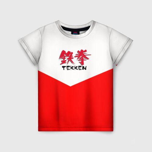 Детская футболка с принтом Tekken текстура файтинг япония, вид спереди №1