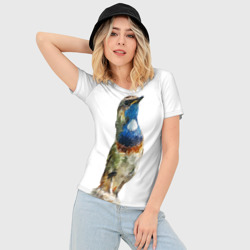 Женская футболка 3D Slim Соловей варакушка - фото 2