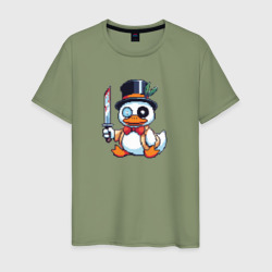 Утка в шляпе с большим ножом пиксель арт – Мужская футболка хлопок с принтом купить со скидкой в -20%