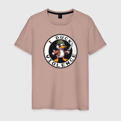 Пиксельная утка гопник с ножом – Мужская футболка хлопок с принтом купить со скидкой в -20%