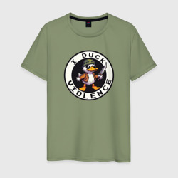 Мужская футболка хлопок Пиксельная утка гопник с ножом