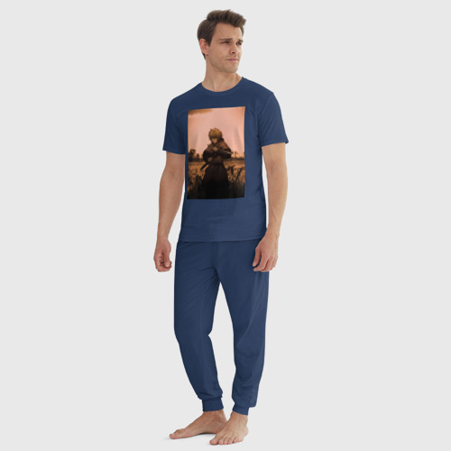 Мужская пижама хлопок Сага о Винланде Торфинн с кинжалами, цвет темно-синий - фото 5