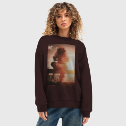 Женский свитшот oversize без начеса хлопок Сага о Винланде Торфинн в поле - фото 2