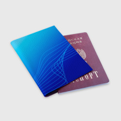 Обложка для паспорта матовая кожа Синий градиент полосы - фото 2