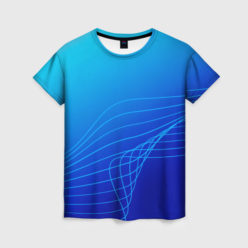 Женская футболка 3D Синий градиент полосы, цвет 3D печать