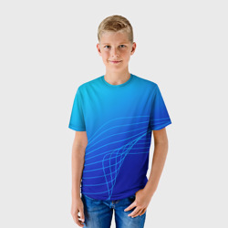 Детская футболка 3D Синий градиент полосы - фото 2
