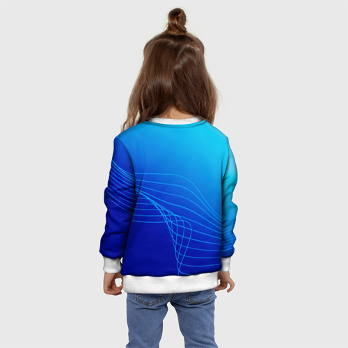Детский свитшот 3D Синий градиент полосы, цвет 3D печать - фото 8