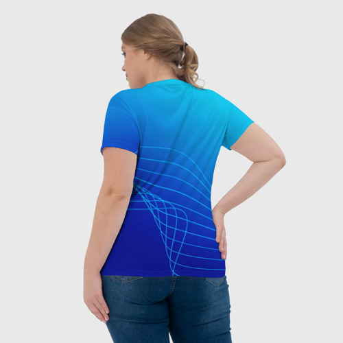 Женская футболка 3D Синий градиент полосы, цвет 3D печать - фото 7