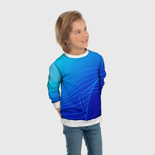 Детский свитшот 3D Синий градиент полосы, цвет 3D печать - фото 5