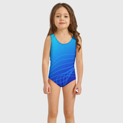 Синий градиент полосы – Детский купальник 3D с принтом купить