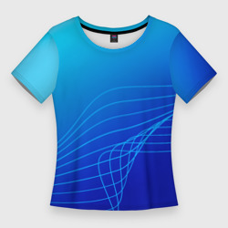 Женская футболка 3D Slim Синий градиент полосы