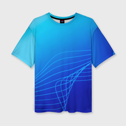 Женская футболка oversize 3D Синий градиент полосы