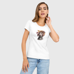Женская футболка хлопок Slim Курцхаар осенний арт - фото 2