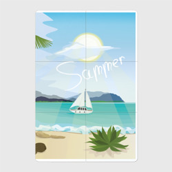 Магнитный плакат 2Х3 Яхта в море летом и пляж