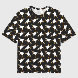 Женская футболка oversize 3D Злой гусь с ножом