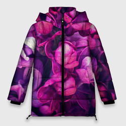 Фиолетовая сирень кистью – Женская зимняя куртка Oversize с принтом купить