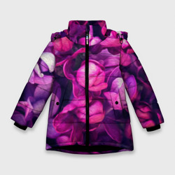 Фиолетовая сирень кистью – Зимняя куртка для девочек 3D с принтом купить