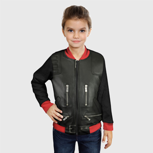 Детский бомбер 3D Terminator first - leather jacket, цвет красный - фото 3