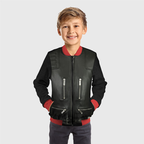 Детский бомбер 3D Terminator first - leather jacket, цвет красный - фото 4