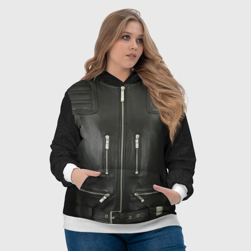 Женская толстовка 3D Terminator first - leather jacket, цвет 3D печать - фото 6