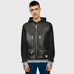 Мужская толстовка 3D Terminator first - leather jacket - фото 2