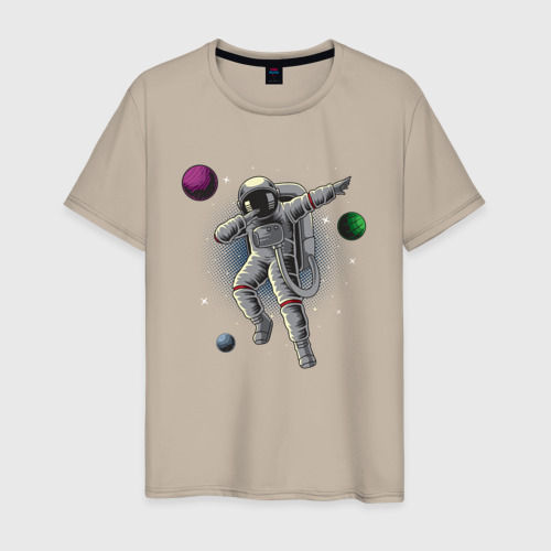 Мужская футболка хлопок с принтом Даб космонавт, вид спереди #2
