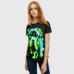 Женская футболка 3D Яркий портрет ротвейлера - фото 2