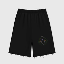 Женские шорты oversize футер хлопок Фиолетовые грибы и улитки
