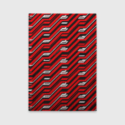 Обложка для автодокументов Киберпанк узор красный и чёрный