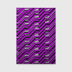 Обложка для автодокументов Киберпанк узор фиолетовый и чёрный