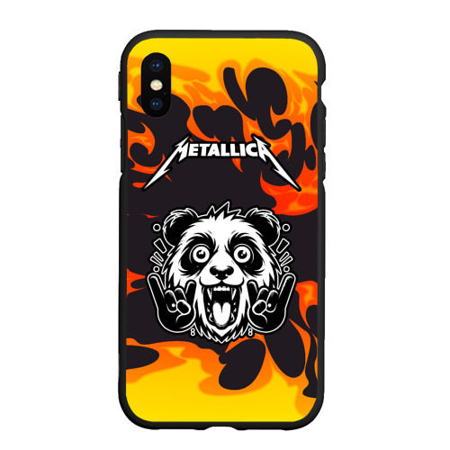 Чехол для iPhone XS Max матовый Metallica рок панда и огонь