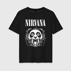 Nirvana rock panda – Женская футболка хлопок Oversize с принтом купить со скидкой в -16%