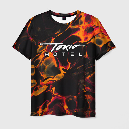 Мужская футболка с принтом Tokio Hotel red lava, вид спереди №1
