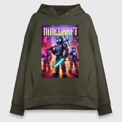 Женское худи Oversize хлопок Cyberpunk and Minecraft - ai art collaboration