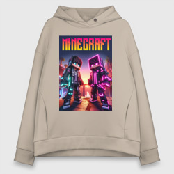 Женское худи Oversize хлопок Minecraft - neon fantasy ai art